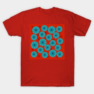 Little  Poppies Blue Flowers Japanese Woodcut Print Shibori T-Shirt